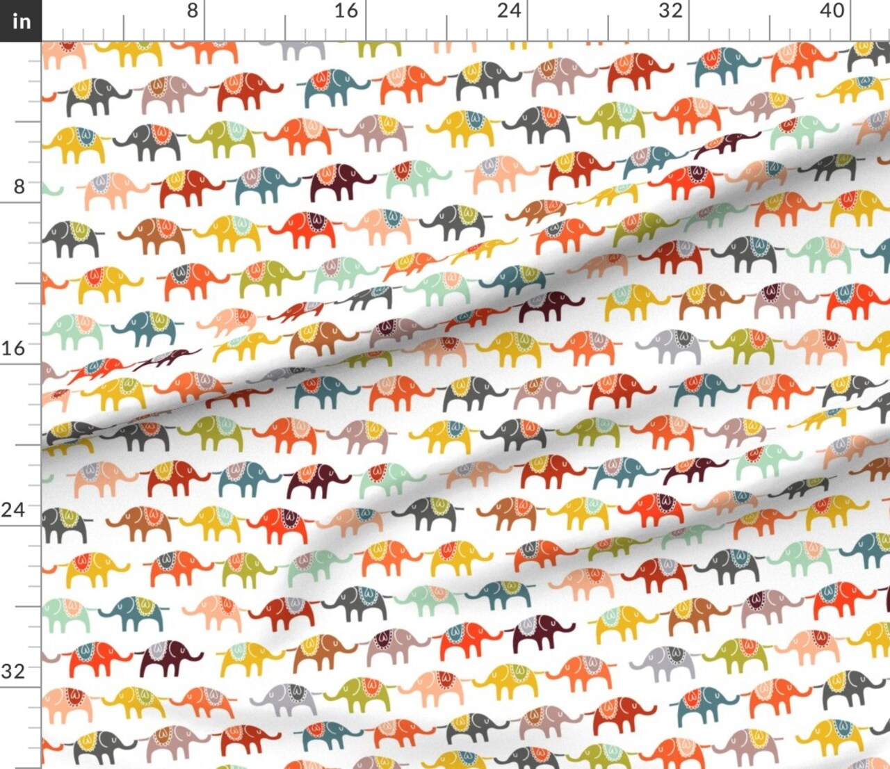Elephant Circus Colorful Kids Children Animals Whimsical Boho Room Decor African Nursery Modern Custom Printed Fabric by Spoonflower Various Fabrics by the Yard or Fat Quarter
